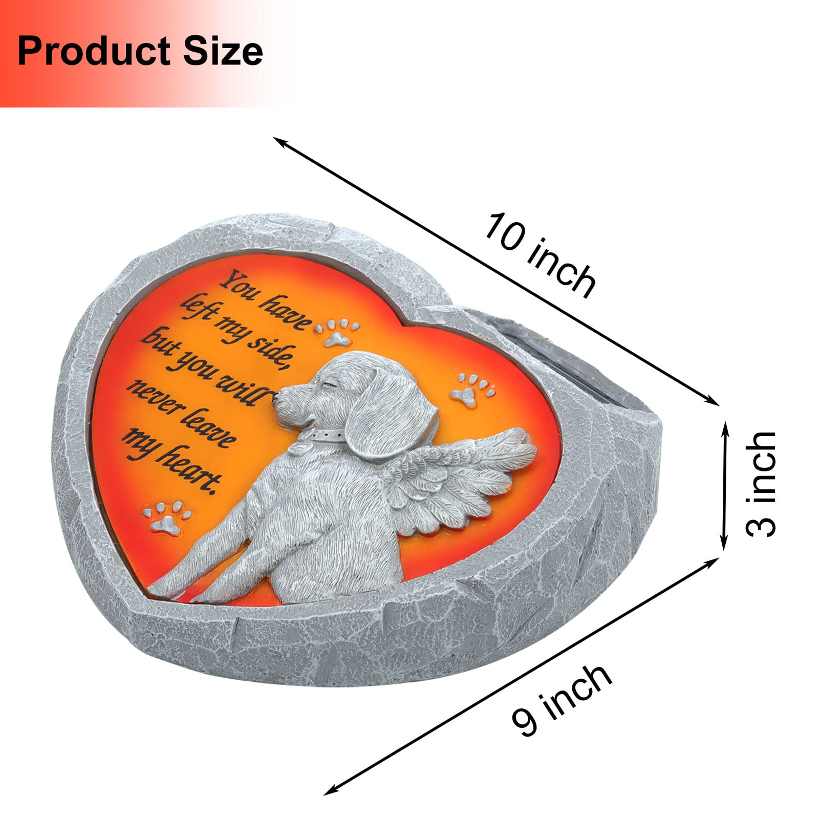 Dog Pet Memorial Stones Gifts, Solar Heart Shaped Pet Memorial Headstone Grave