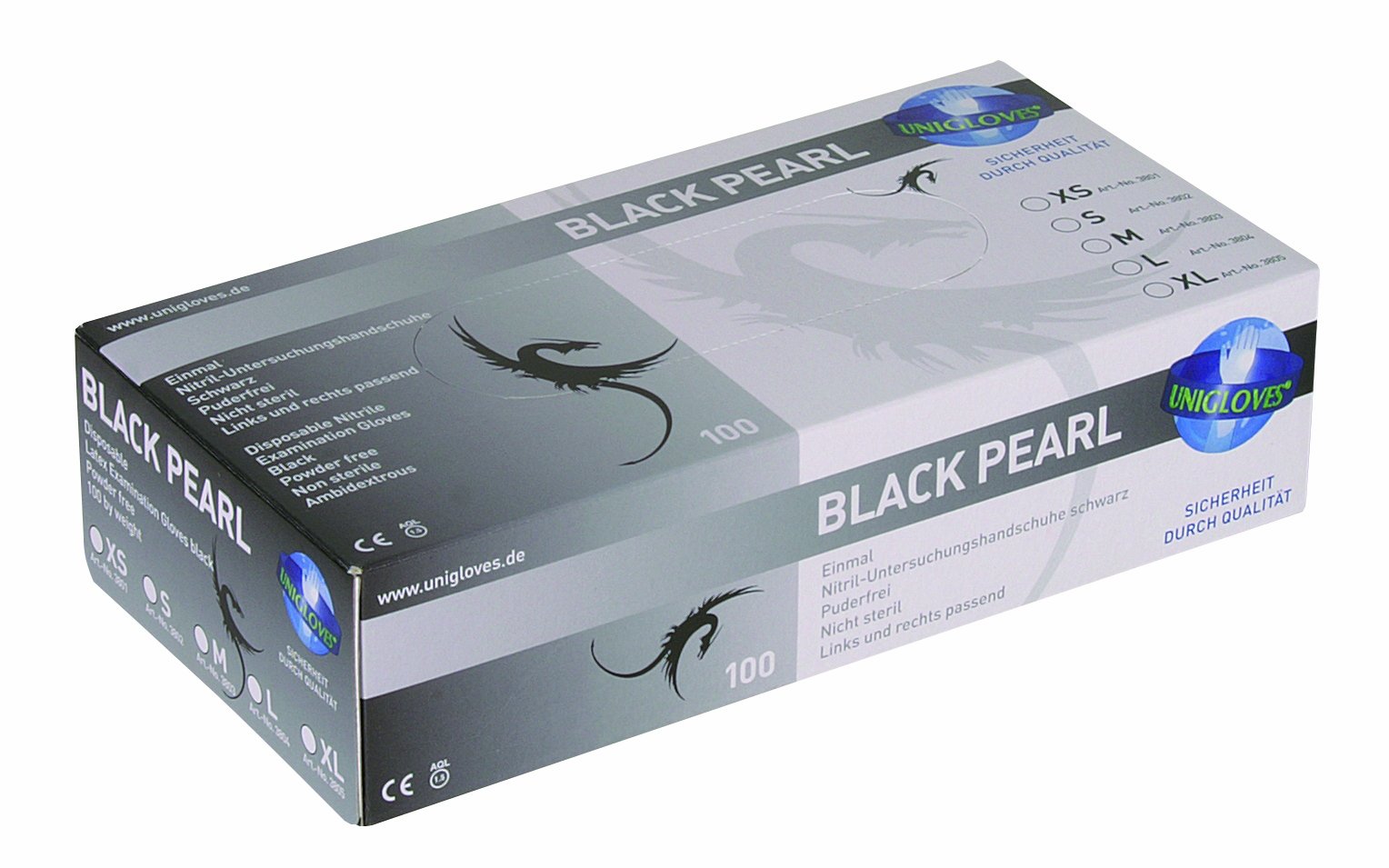 Unigloves BLACK PEARL Nitril-Einweghandschuhe – Größe M, Puderfrei, Nicht Steril – Für Klinik & Hygiene