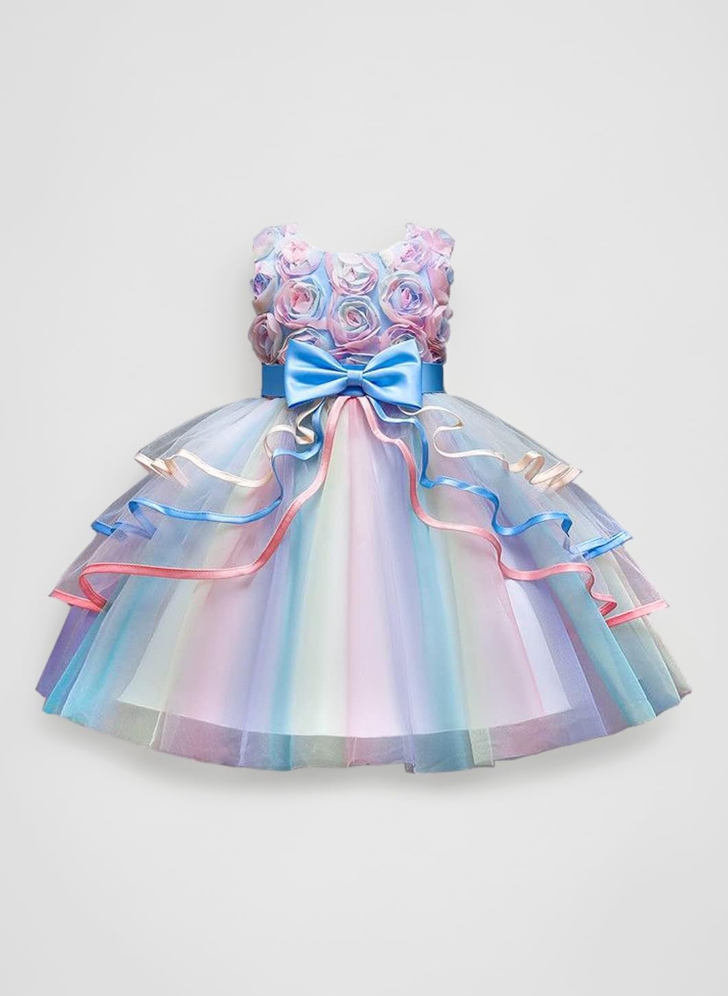 Girls Dress Pageant Princess Tulle Dress for Kid Tiered Birthday Party Wedding Bridesmaid Flower Girl Dresses 2-8 Years