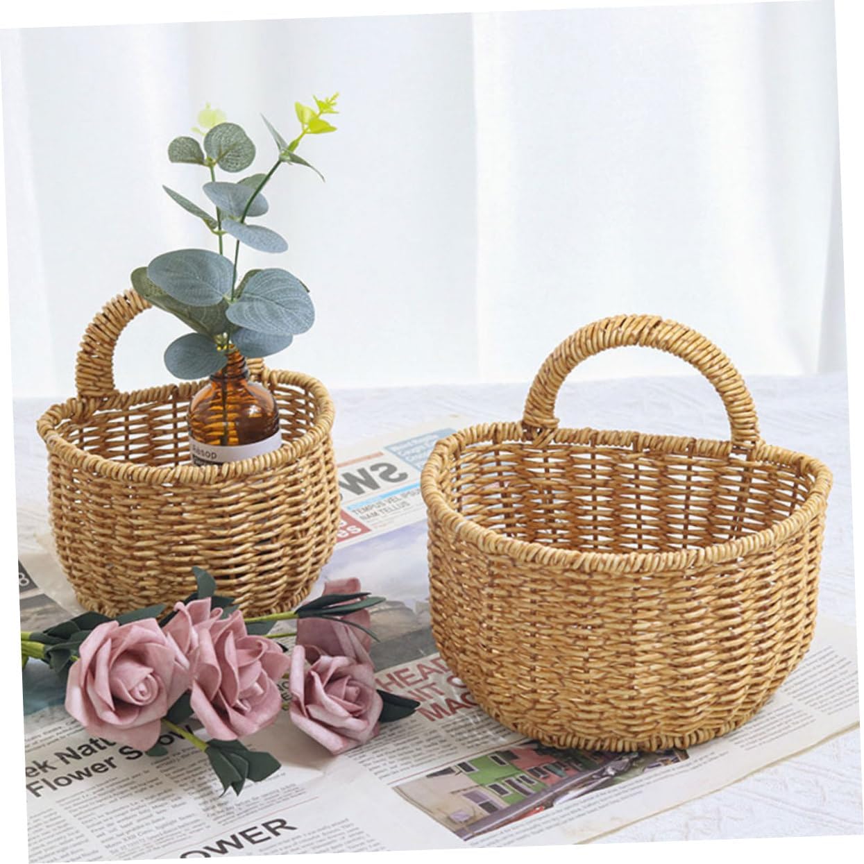 Hanging Wall Vegetable Fruit Baskets Kitchen Storage Basket Woven Wall Hanging Storage