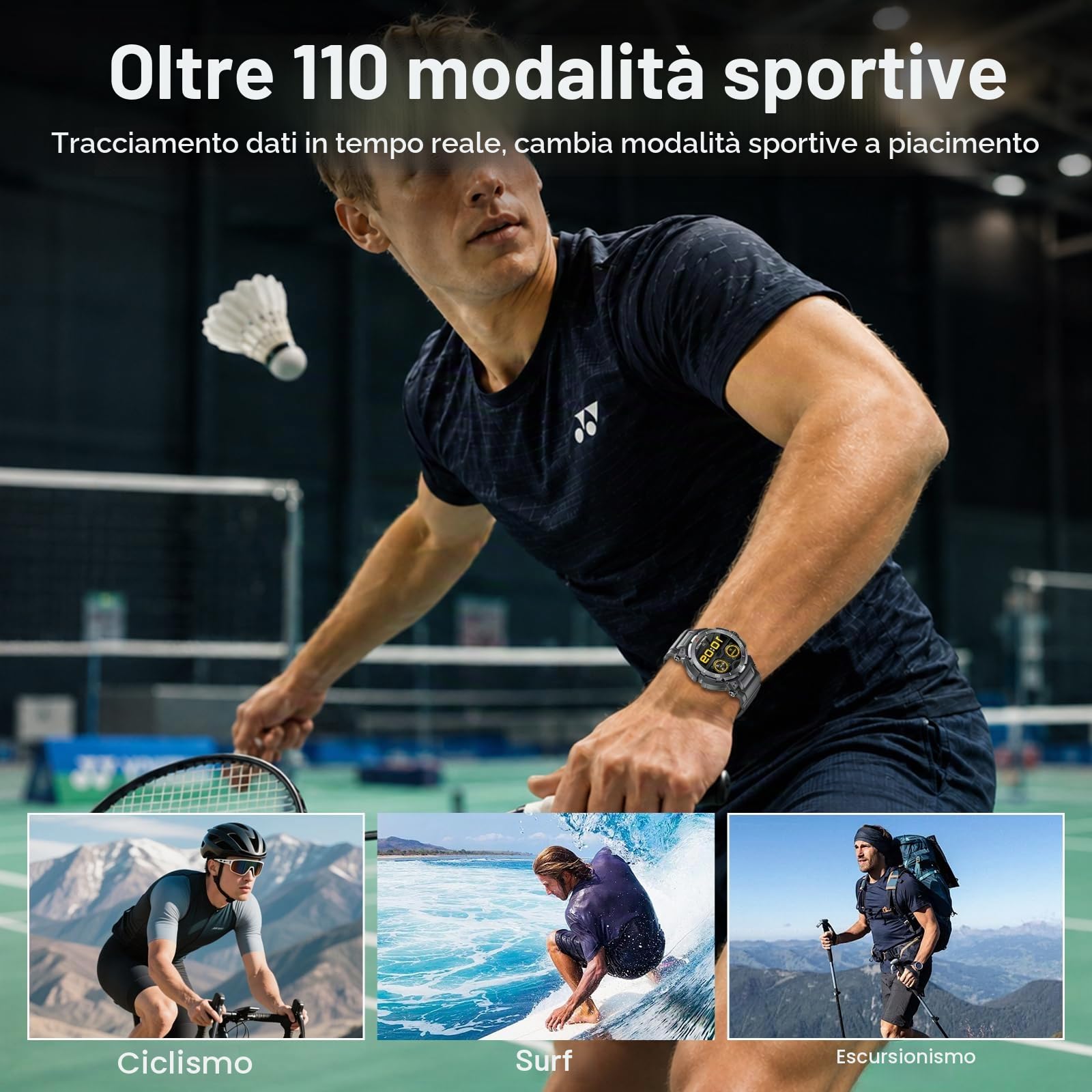 Smart Watch con cuffie da uomo, Bluetooth per chiamate può rispondere e effettuare chiamate, orologio fitness impermeabile IP67, fitness tracker