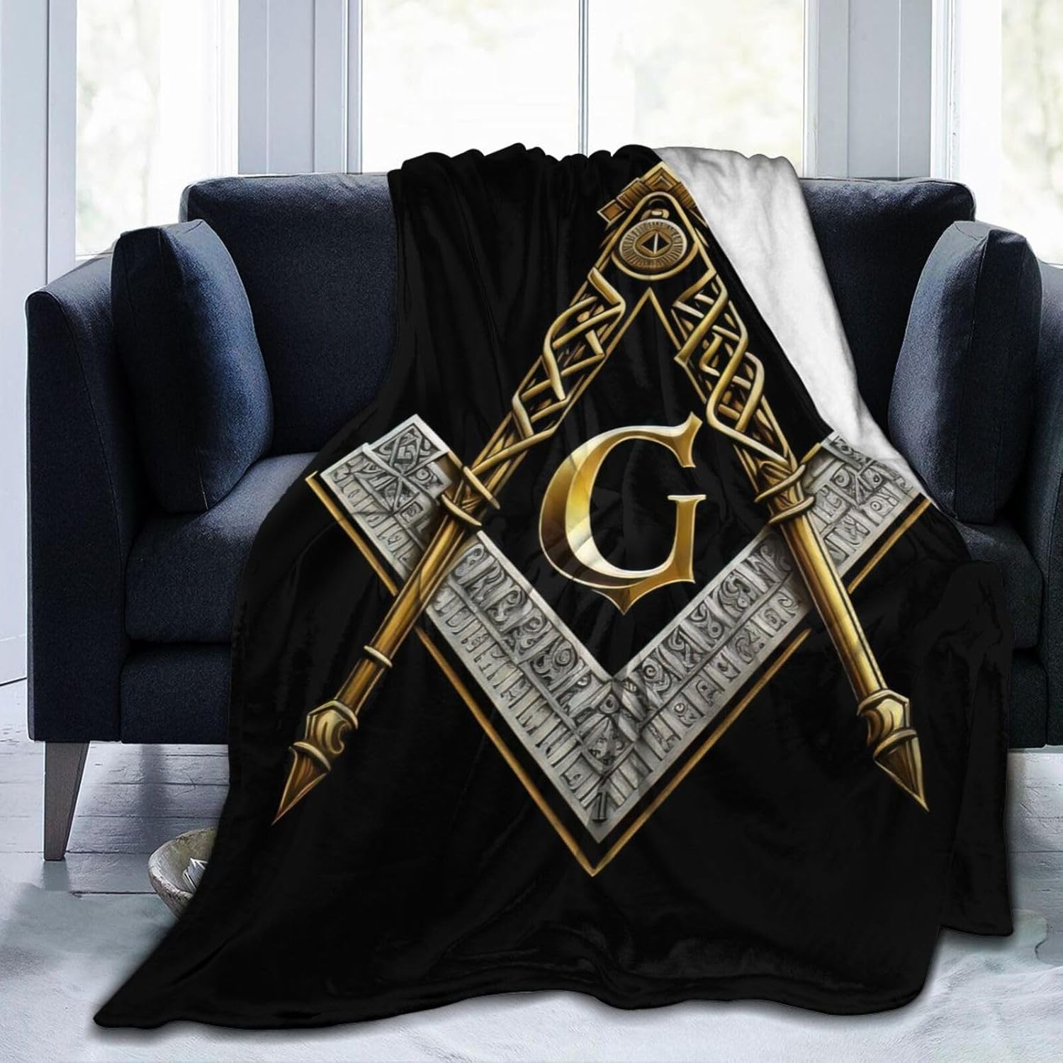 Master Mason Masonic Flannel Blanket Soft Fluffy Throw Blanket, for Sofa Bed Travel Camping Beach Outdoor