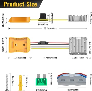 20 V için 12 V Step Down Dönüştürücü DeWalt 20 Güç Tekerlek Pil Adaptörü, DC 12 20A 240 W Buck Dönüştürücü Regülatörü ile 30A Sigorta ve Tel Terminali