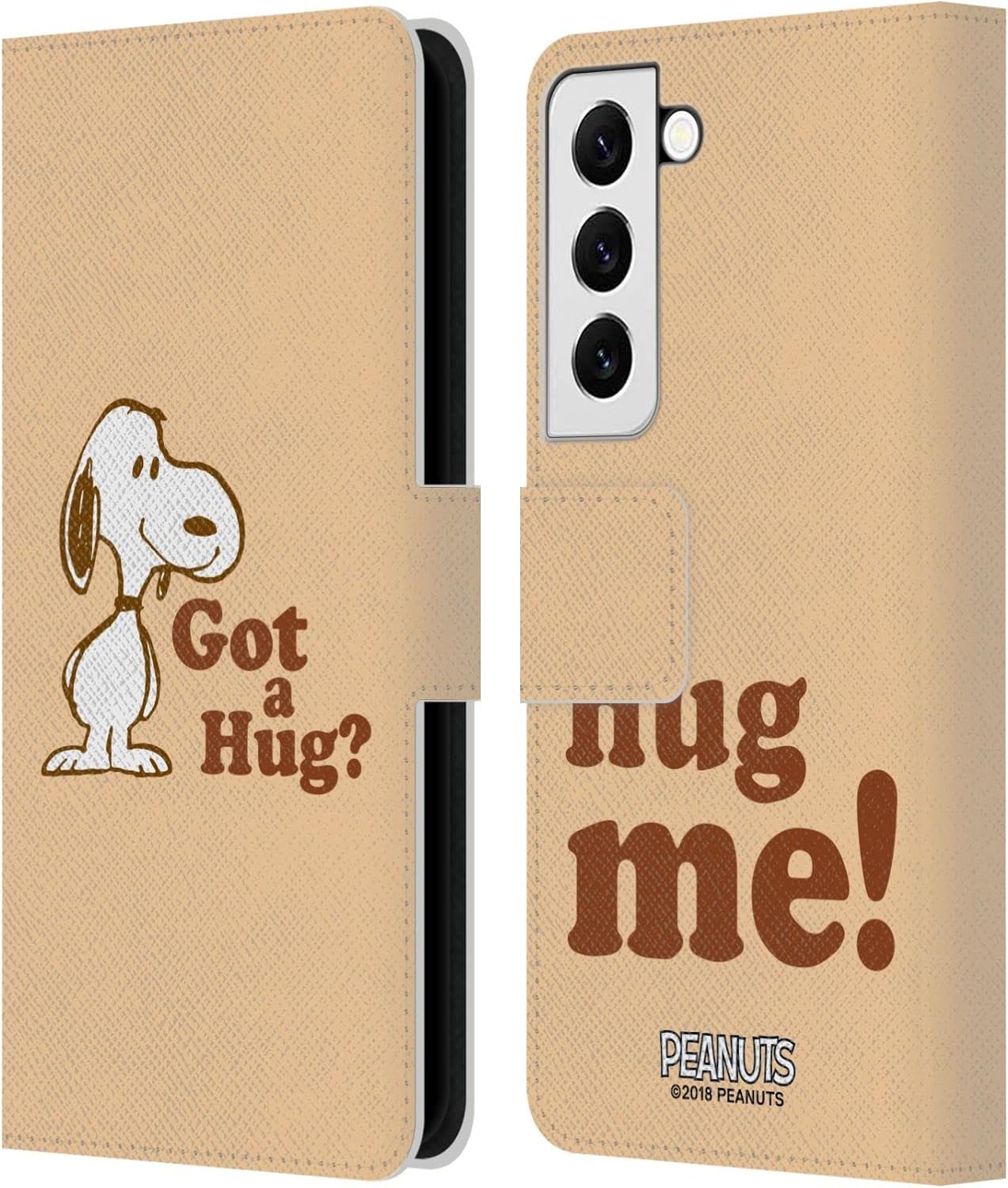 Head Case Designs Officially Licensed Peanuts Got A Hug Snoopy Hug Leather Wallet Case Compatible with Samsung Galaxy S22 5G
