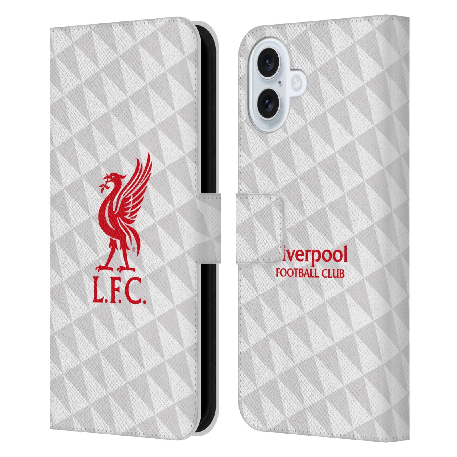 Head Case Designs Officially Licensed Liverpool Football Club Red On White Kit Liver Bird Leather Wallet Case Compatible With Apple iPhone 16 Plus