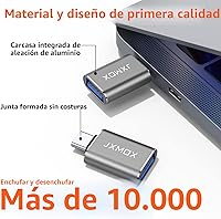 Vista 5 de Adaptador USB C a USB [paquete de 2], adaptador OTG Thunderbolt 3 a USB 3.0 compatible con MacBook Pro, Chromebook, Pixelbook, Microsoft Surface Go