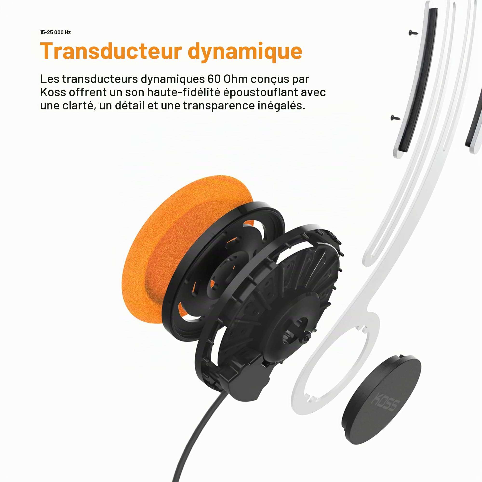 Koss KPH40 Casque supra-auriculaire rétro style années 80 90 coussins