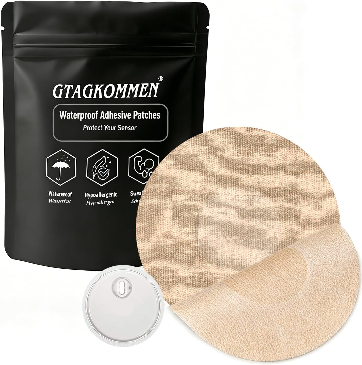 20Pack Universal Adhesive Patches for CGM and Insulin Pumps,No Hole&No Glue in the Center, Waterproof Pre-Cut Adhesive Tape Protect Your Sensors Continuously for 7Days Long Stay, Skin-Friendly Patches