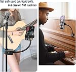 Clip Phone Holder for Desk,Pole,Pipe,Boom,Flat Surface with Adjustable Gooseneck Arm Phone Clamp Mount for Mic Stand, Wheelchair, Stroller,Golf Cart,Bike,Compatible with All 4-7” Cell Phone iPhone