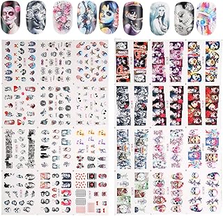 2 peças de adesivo de arte de unha de Halloween, faça-você-mesmo, arte de unha, pontas de obra, transferência de osso, arte de unha, adesivo de arte de unha, adesivo de polimento, acessório de decoração de manicure