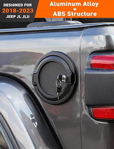Miniatura 6 de Savadicar Cubierta de tapa de gas con bloqueo, puerta de tanque de llenado de combustible con cerradura compatible con Jeep Wrangler JL JLU