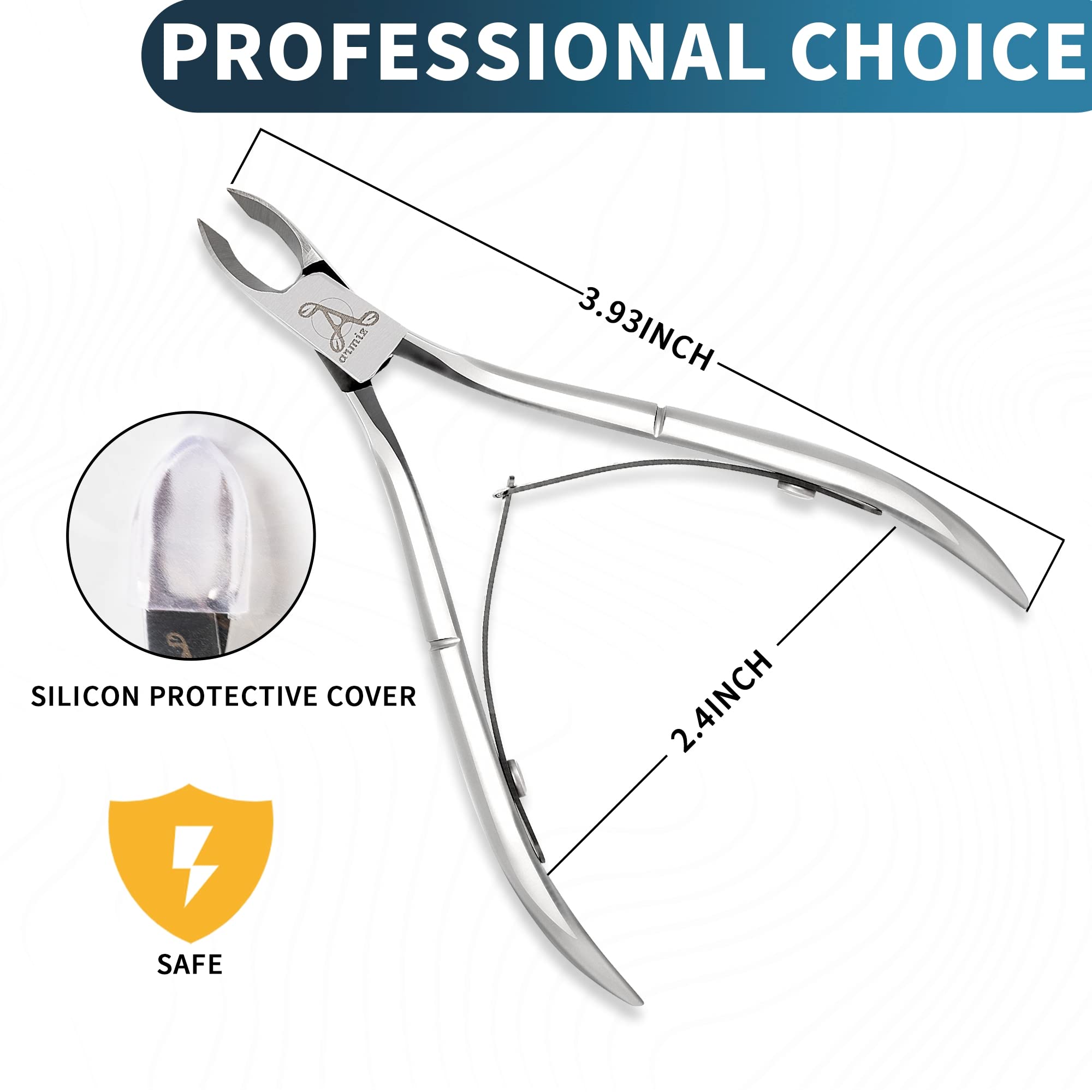Taglia Cuticole Professionale in Acciaio Inossidabile - Tronchesino per Cuticole con Lama Affilata da 0,25 Pollici, Manico Ergonomico e Leggero, Strumento per Manicure e Pedicure (Argento)