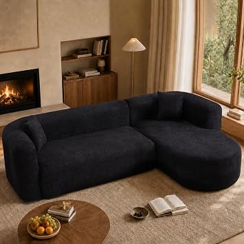 109" Boneless Couch, L Shaped Couch with Chaise