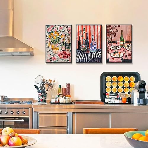 Miniatura 8 de 9 piezas de arte de pared de cocina coloridos alimentos para decoración de pared, fotos, bebidas, frutas, bar, carrito, lienzo, impresiones para