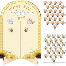 What Will Baby Bee Gender Reveal Decoration Wooden Voting Board Sign with Stand Honey Bee Gender Reveal Game Baby Shower Party Decoration Team Boy or Girl Cast Your Vote Guess Game