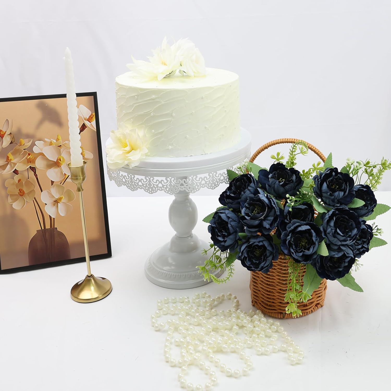 12 Bundles Peonies Artificial Flowers Artificial Peonies Silk Flowers Fake Peonies Artificial Flowers Wedding Home Table Decoration Realistic Peonies Bouquet for Centerpiece Table (Navy Blue)