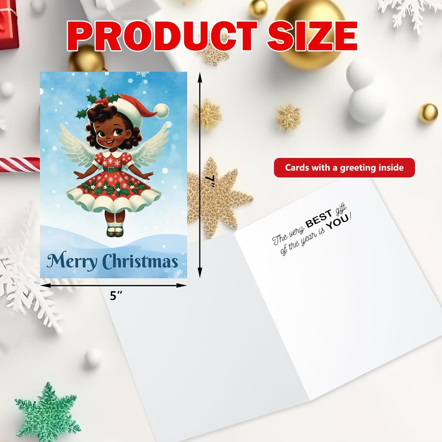 Fancy Land 24 Pcs African American Christmas Cards with Envelopes Black Christmas Greeting Cards Holiday Cards Bulk Black Xmas - Image 3