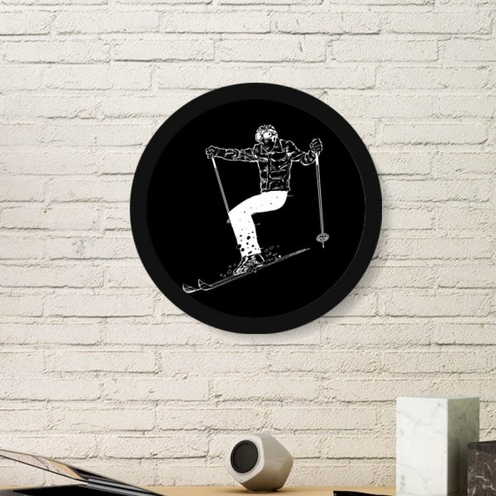 Cadre photo ski déco murale noire ronde pour affiches