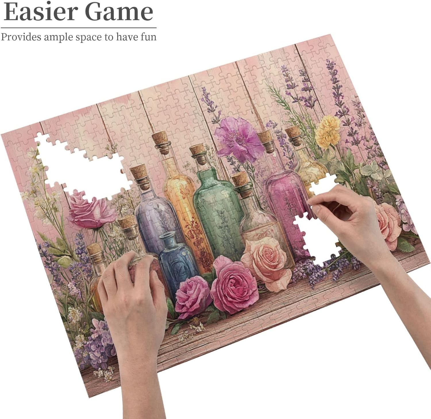 Liorosa Essence Of Spring 500 Pcs Vibrant Jigsaw Puzzle, Perfume Bottles With Pastel Flower, Enjoy Solving Puzzles With Family And Friends,Unique And Beautiful Design,For Flower Lovers Gift