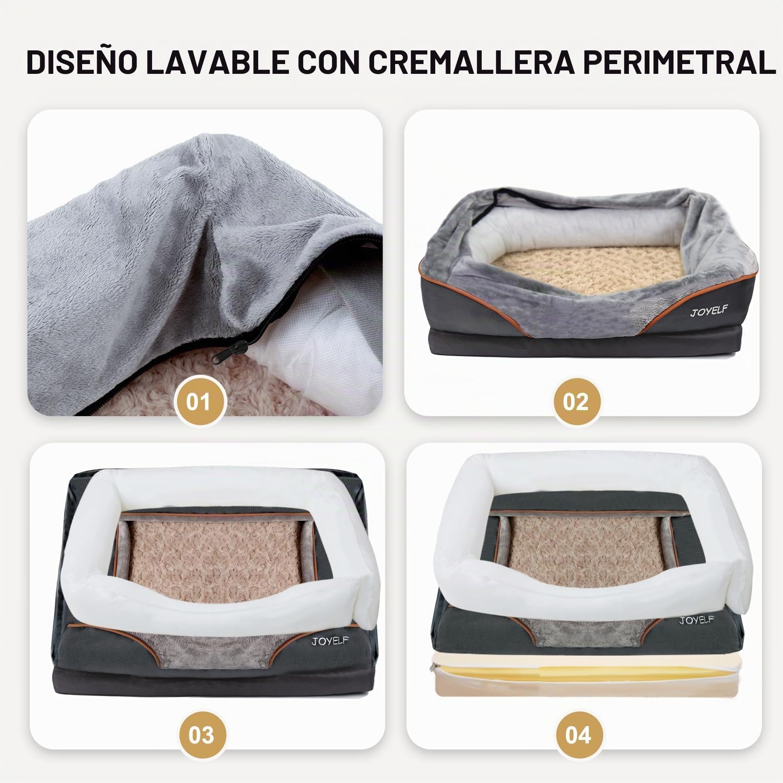 JOYELF Cama para Perro de Espuma viscoelástica Cama y sofá ortopédico pequeño para Perro con Funda Lavable extraíble y Juguetes chirriadores como Regalo