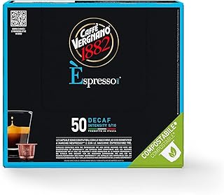 Caffè Vergnano 1882 Èspresso Nespresso kompatible kompostierbare Kaffeekapseln, Decaffeinato (Entkoffeiniert) - Packung enthält 50 Kapseln