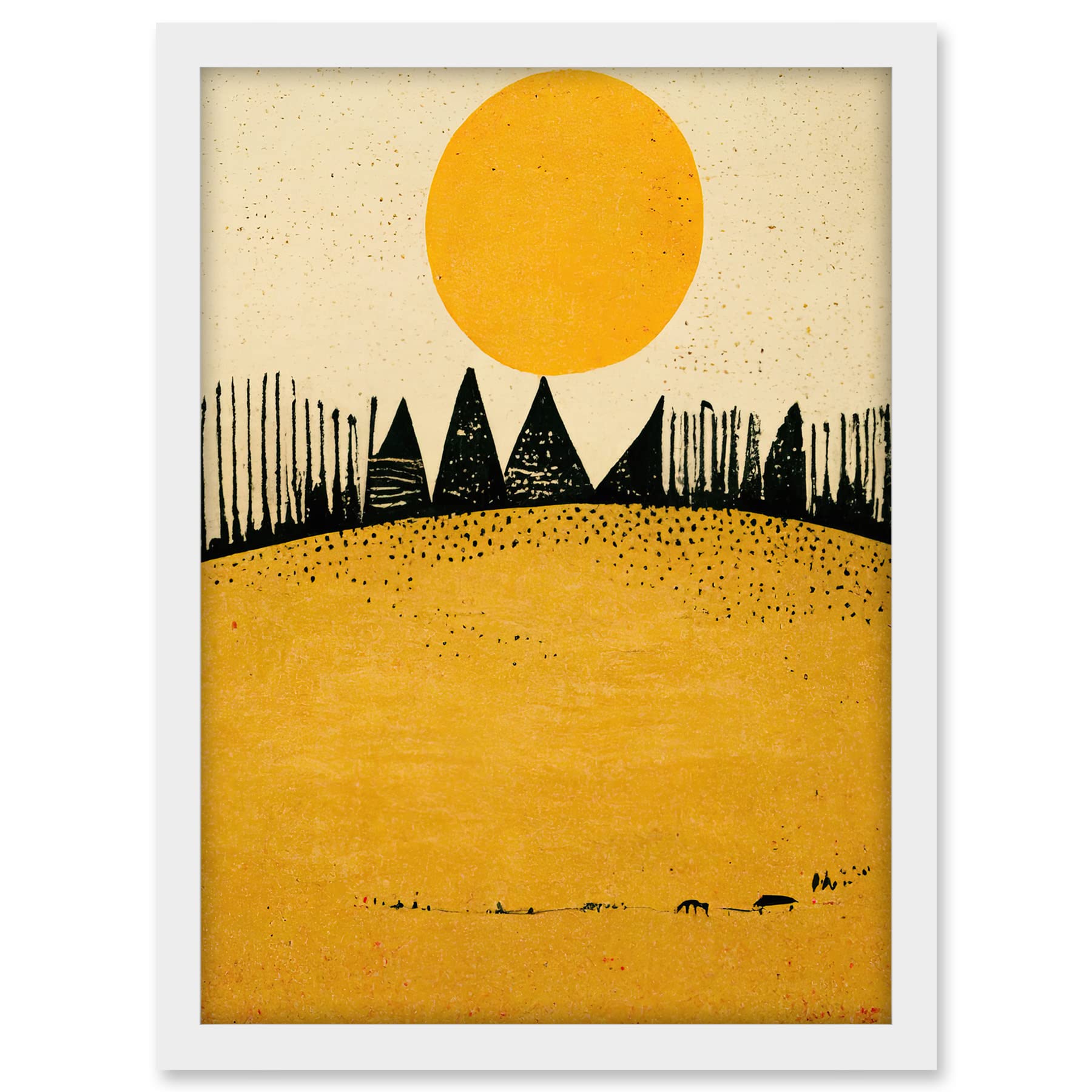 Wee Blue Coo Minimalist Tribal Abstract Desert Yellow Painting Artwork Framed A3 Wall Art Print