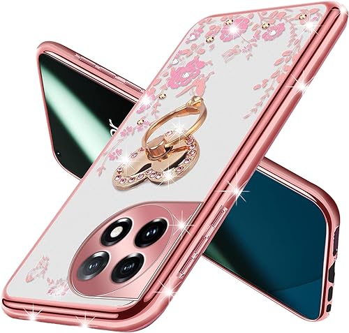 Miniatura 3 de KuDiNi Funda protectora transparente para OnePlus 11 5G para mujer OnePlus 11 5G con purpurina de cristal suave y bonito corazón de mariposa con