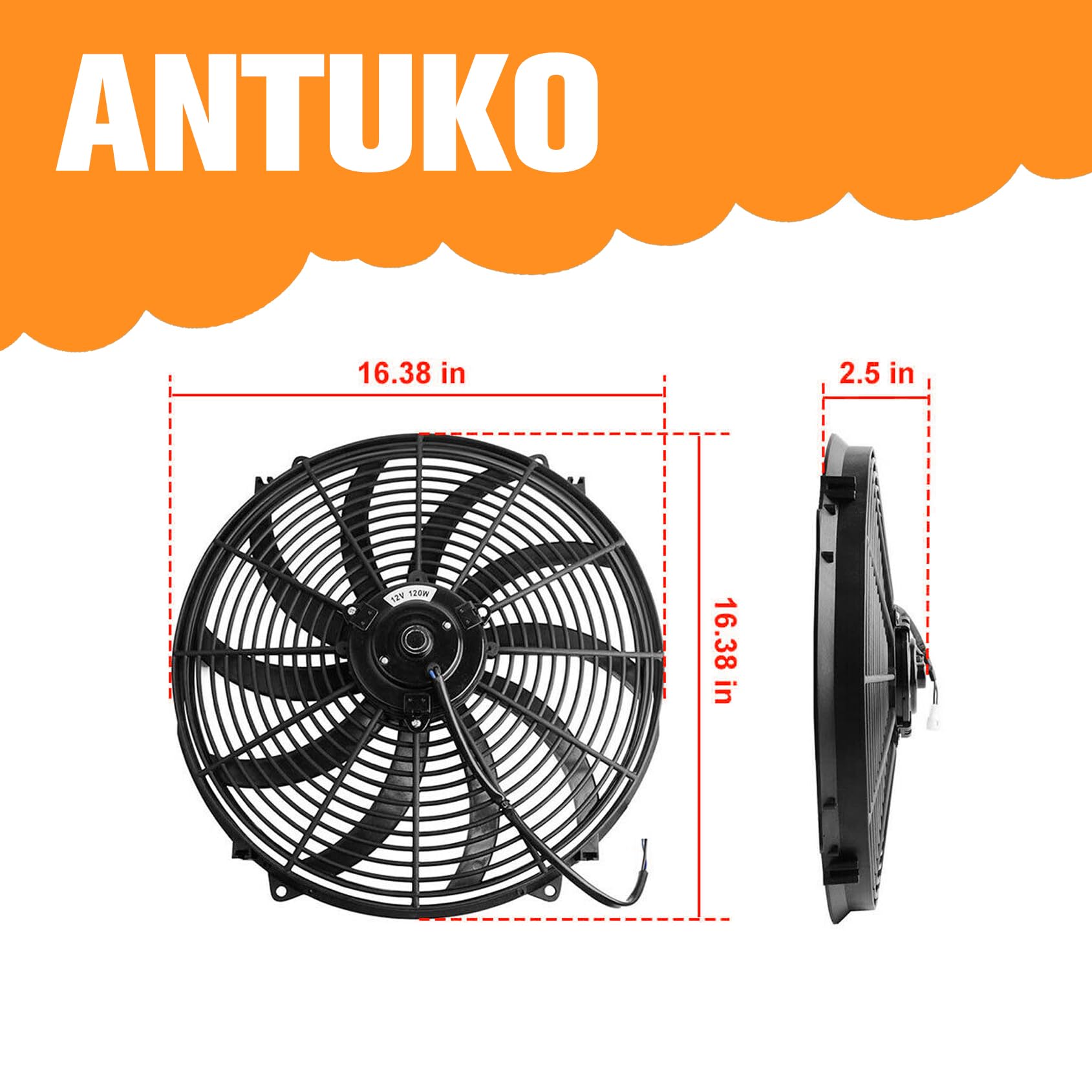 Amazon.co.jp: ANTUKO 3000 CFM 16インチ 電気ラジエーター冷却ファン