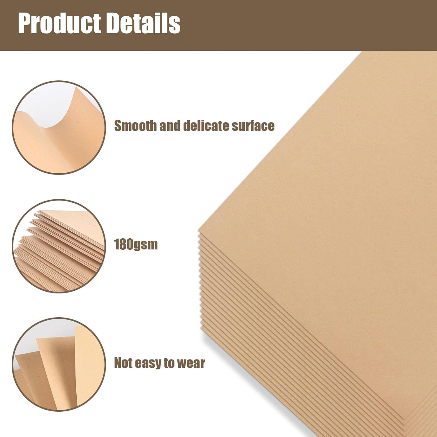 BigOtters 100 Sheets Kraft Paper Brown Cardstock, 65lb/ 180gsm Kraft Card Stock Paper, Back to School Supplies, 8.5 x 11 Inches (Pack of 2)