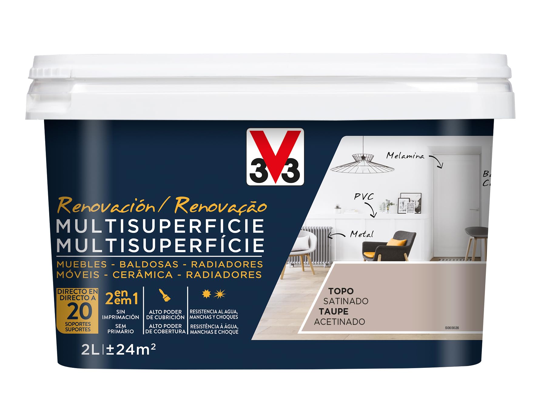 V33 Esmalte Renovación Multisuperficie Topo Satinado 2L