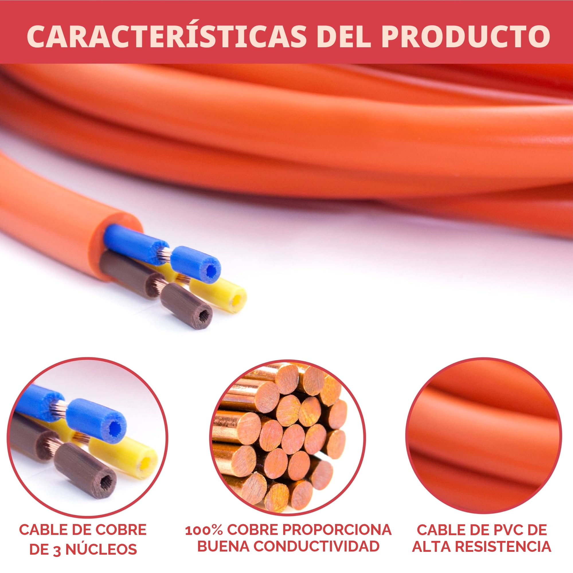 GADLANE Cable Caravana CEE 10m - Cable Autocaravana 16A, Alargador Eléctrico Robusto CEE 240V, Naranja Alta Visibilidad - Ideal para Autocaravana (10 Metros)