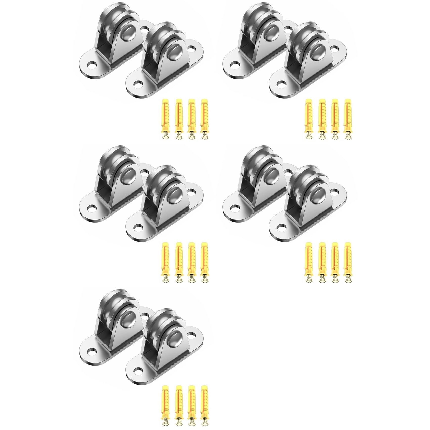Jnchdghwa Silver Carbon Steel Pulley Block, Small Pulley Block Silent Pulley, Material Handling And Diy Kits Moving, 10Pcs