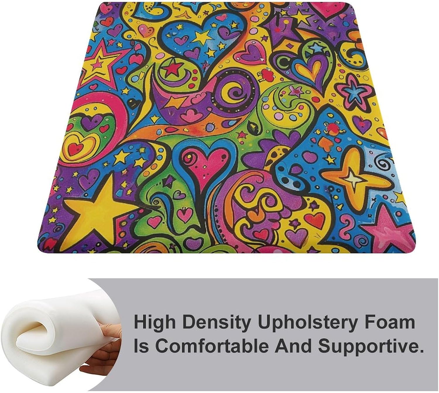 Colorful Graffiti Pattern Degrees of Comfort Meditation Floor Pillow, Square Large Pillows Seating for Adults, Tufted Corduroy Cushions for Outdoor Yoga Tatami Fireplace Living Room 15x15 Inch