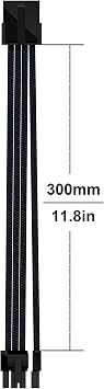 EZDIY-FAB Sleeved Cable PCIE 6+2 Pin - Cable Extension for Power Supply- Black