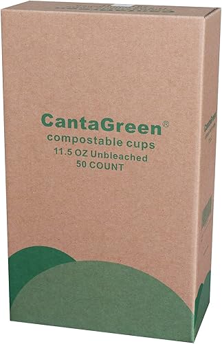 Miniatura 3 de 50 tazas biodegradables compostables de 11.5 onzas, bagazo y fibra de bambú, sin blanquear