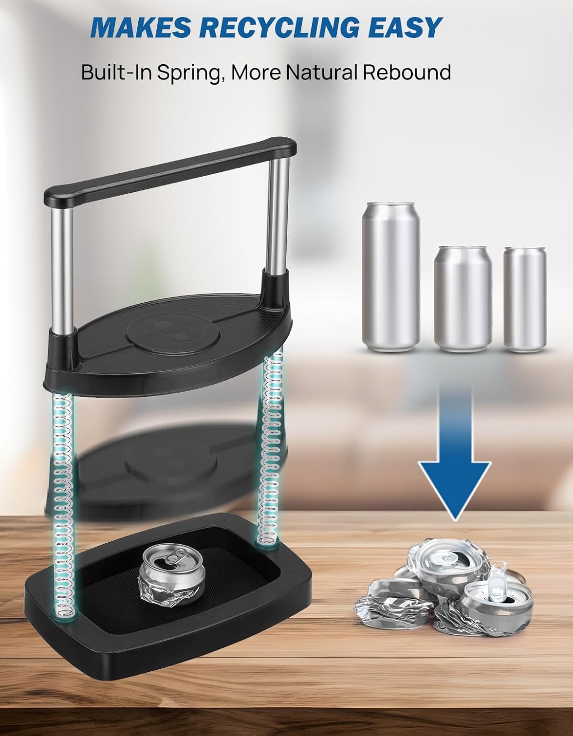 JOYTUTUS Can Crusher, Foot Operated Pedal Can Presser with Spring Design, Can Smasher Recycling for Aluminum Seltzer, Soda Bottles (12 oz - 1L)