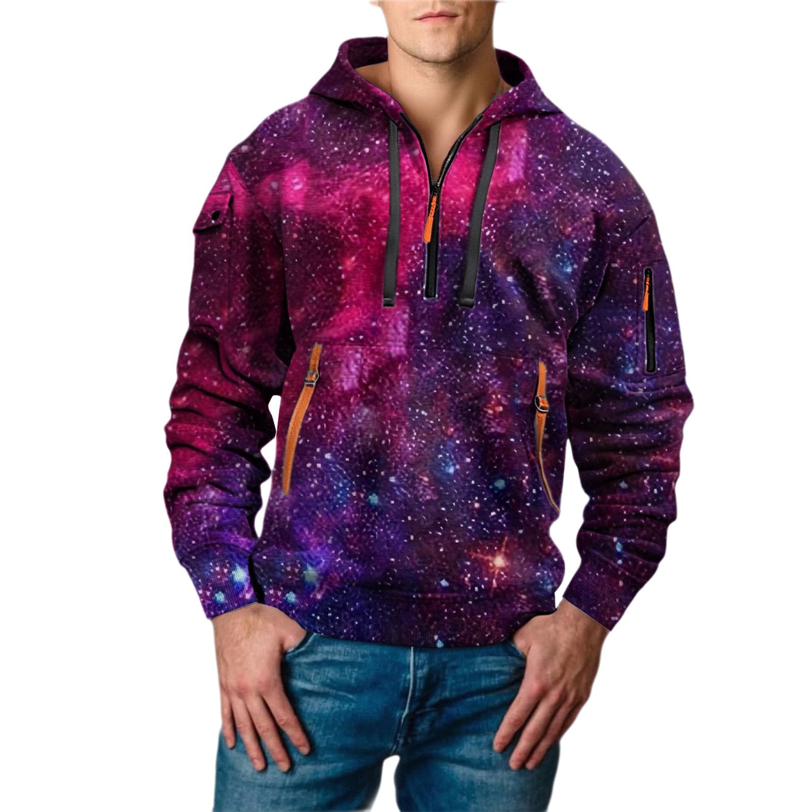 Sudaderas con Capucha Corta Sudadera Y Cremallera De Un para Hombre, Estilo Casual Deportivo, Bolsillos. Tallas S A 5XL. Boxeo Hombre (Hot Pink, M) Oversized Gym Mangas Proteccion Solar