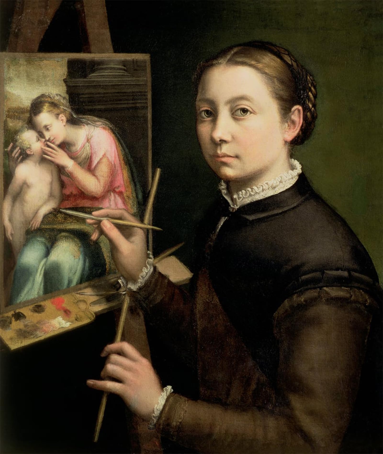 POSTERIIk Famous Modern Artwork Art Mural Self Portrait At the Easel by Sofonisba Anguissola Oil Paintings Pictures for Home Decor 60x90cm