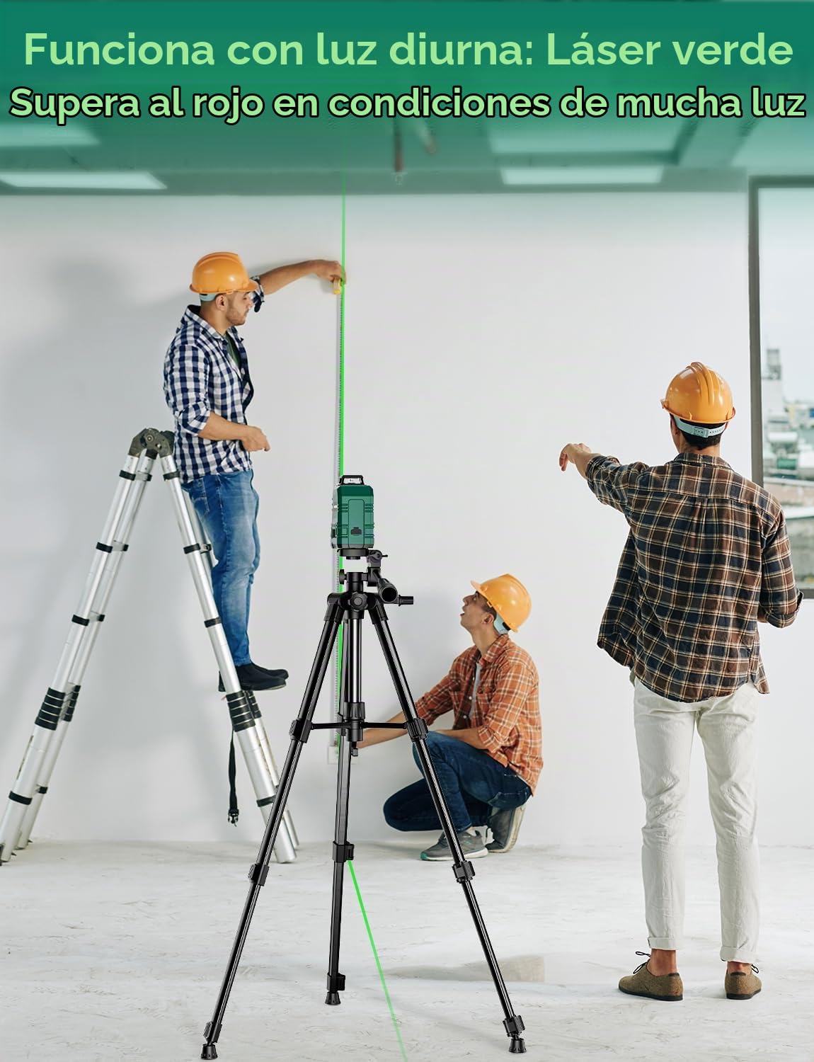 Nivel Láser con Trípode Ajustable de 1,2 m, RockSeed 1x360° Horizontal y 1x 150° Vertical, Línea Láser Verde Autonivelante,Nivelador Láser Recargable, para Colgar Cuadros/Construcción de Paredes