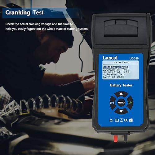 Miniatura 4 de Lancol Probador de batería de coche con impresora 12V Probador de carga automotriz Probador de alternador Herramienta de analizador digital