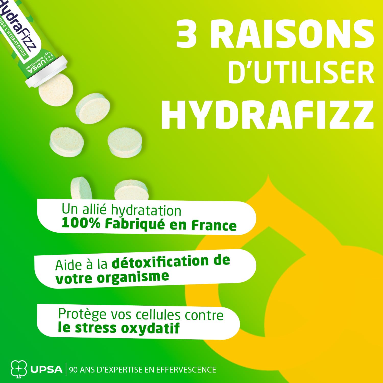 UPSA Hydrafizz Détox x4-5% - Hydratation, Citron, 64 Comprimés