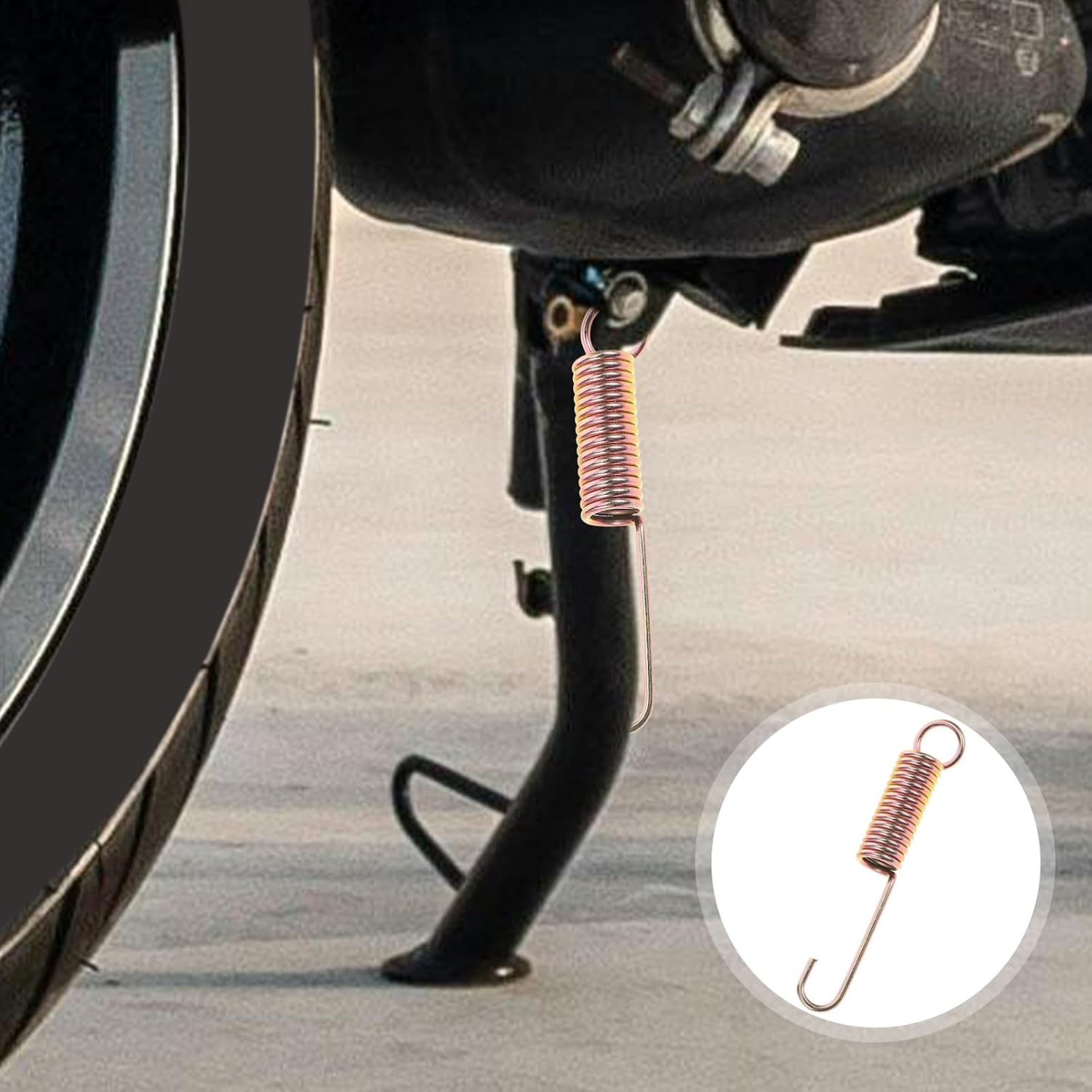 GLEAVI Motorcycle Kickstand Return Spring Electric Bike Tension Spring Stainless Steel Wide Compatibility Easy to Install