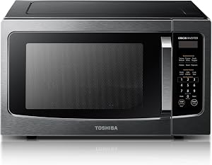 Four à micro-ondes TOSHIBA TMC16S4ABS/CA de comptoir avec technologie Inverter, essentiels de cuisine, capteur intelligent, décongélation automatique, 1,6 pi³, plateau tournant amovible de 13,6 po, 33 lb et 1250 W, Acier inoxydable noir