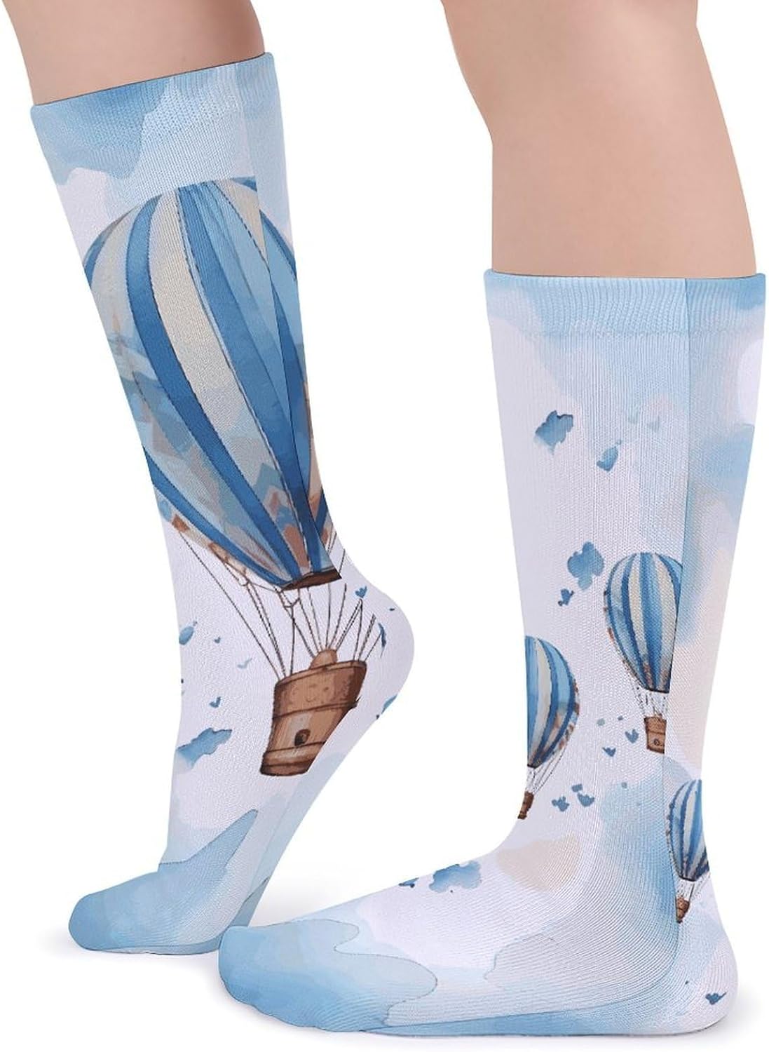 Blue Hot Air Balloon Crew Socks Soft Thermal Socks | Socks for Men Women-Casual Wicking,High Stocking for Sports Running-Long Thin Tube Sports Breathable