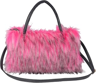 Women Furry Fur Purses Faux Fur Shoulder Handbags Fluffy Tote Bag | Black plush purse Brown Cute Fur Clutch Bag Red Grey Fashion Fuzzy bag for Women Tote And Crossbody