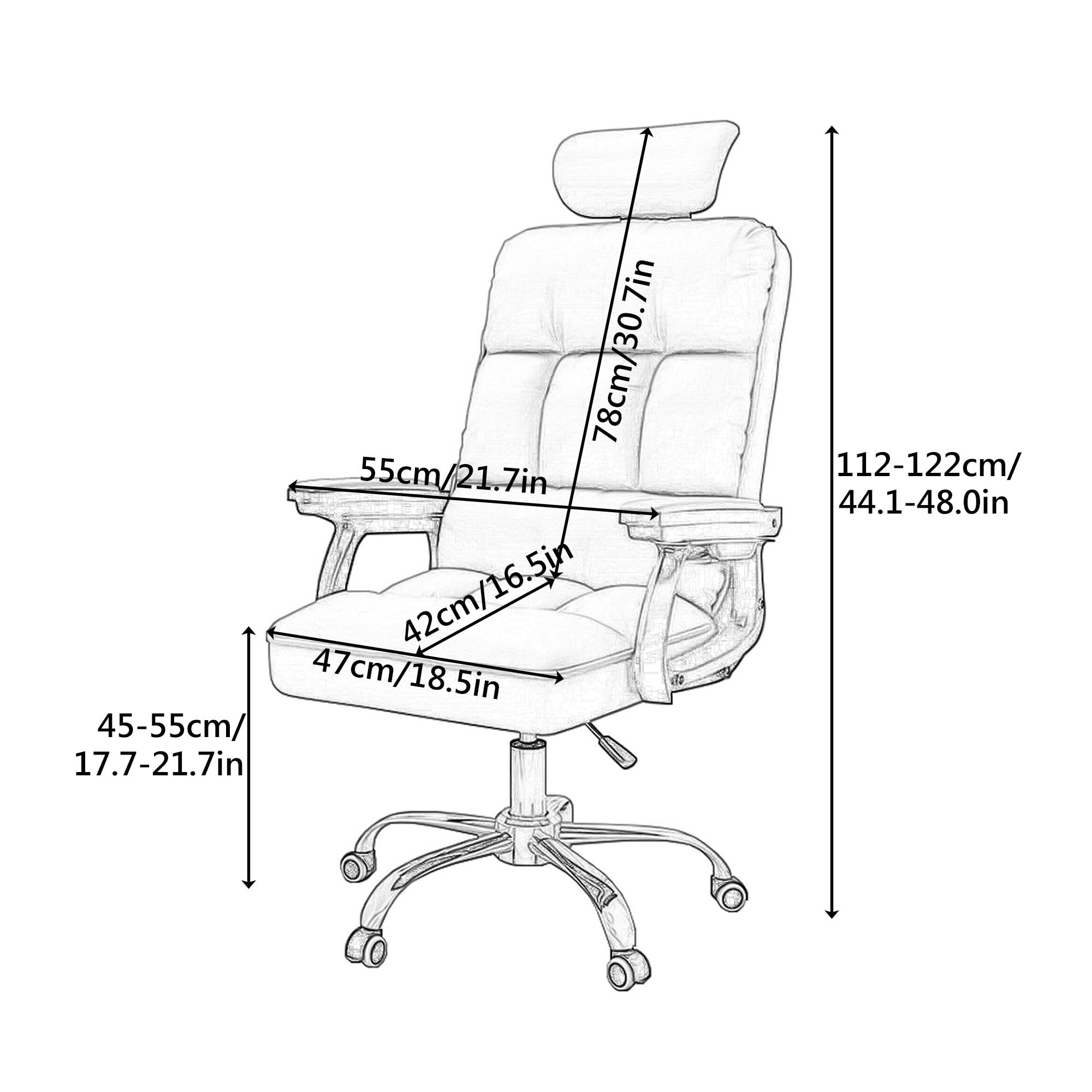 Krzesło biurowe do domowego biura, obrotowe krzesło biurowe z zagłówkiem, skórzane, ergonomiczne krzesło komputerowe do salonu, sypialni, biura, nauki (Off-White)
