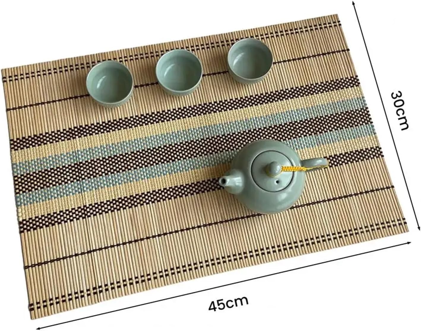 Ethnic Style Table Place Mat Hand Woven Bamboo Placemat Heat Insulation Bowl Tea Cup Mat Anti-Scald Pad Kitchen(Brown)
