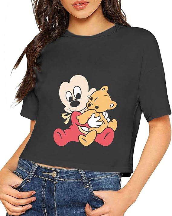 Amazon Co Jp ミッキーマウス Mickey Mouse Tシャツ ミドリフ Tシャツ レディース 半袖 無地 丸首 おもしろい ファション カジュアル シンプル ファッション