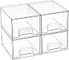 Vtopmart 4 Pack Clear Makeup Organiser, Acrylic Small Stackable Storage Drawers, Plastic Storage Box For Vanity, Bathroom, Under Sink, Kitchen Cupboard, Pantry, Home Organization
