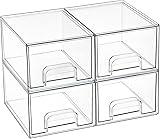 Vtopmart 4 Pack Clear Makeup Organiser, Acrylic Small Stackable Storage Drawers, Plastic Storage Box For Vanity, Bathroom, Under Sink, Kitchen Cupboard, Pantry, Home Organization - 1